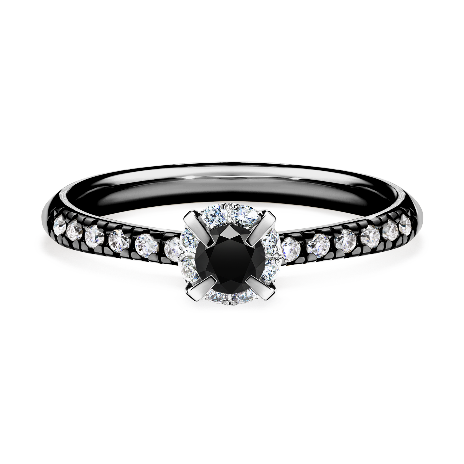 Pierścionek zaręczynowy My Princess z czarnego złota z czarnym diamentem 0,28CT